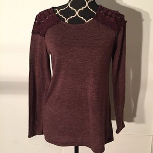 Lace Shoulder Knit Top